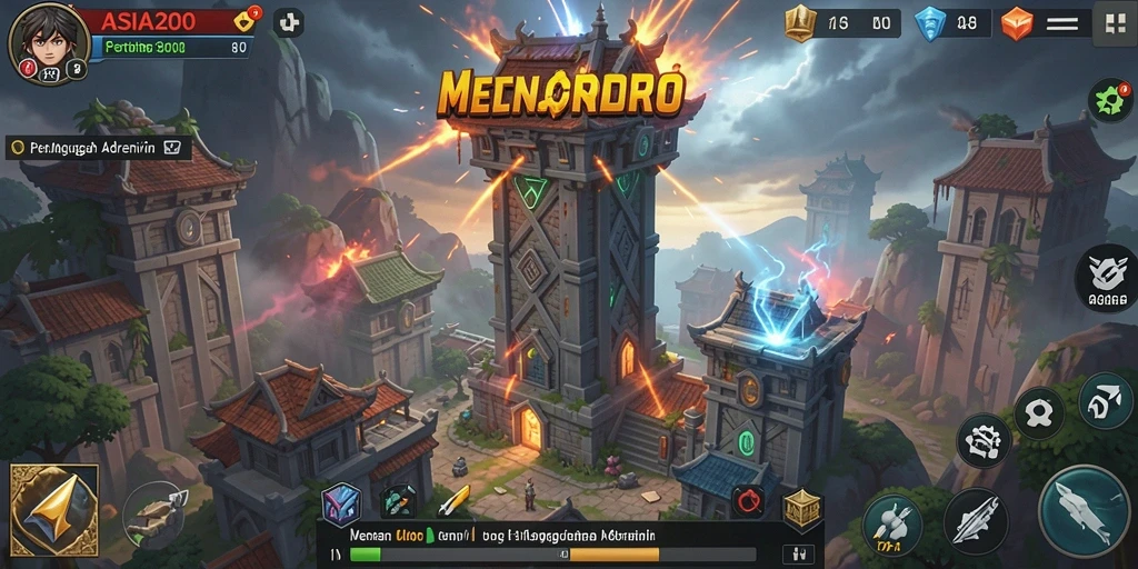 Gameplay ASIA200 menampilkan strategi Tower Defense yang mendebarkan.