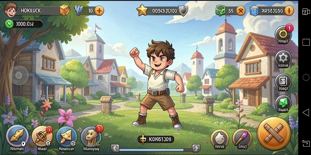 Screenshot gameplay HOKILUCK menunjukkan karakter yang bekerja secara otomatis.
