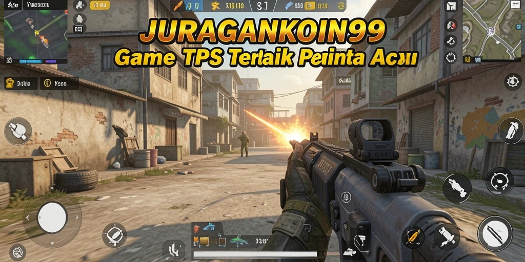 Screenshot gameplay intens dari JURAGANKOIN99 yang menunjukkan aksi TPS.