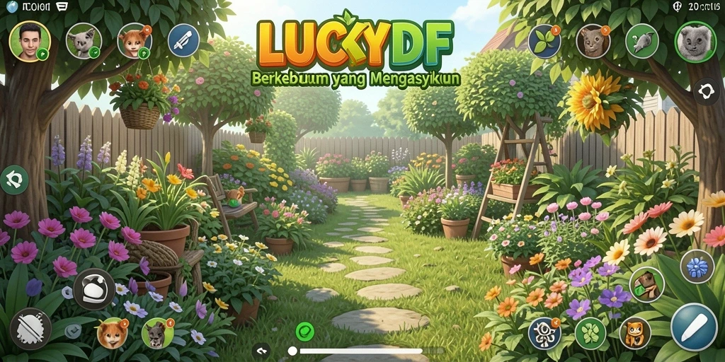 Tampilan gameplay LUCKYDF yang penuh warna dan menyenangkan.