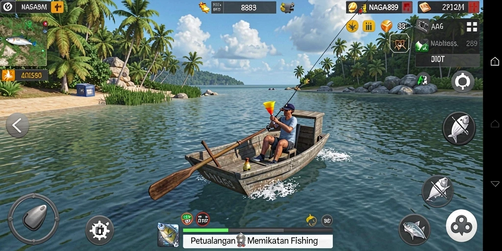 Tangkapan layar gameplay NAGA889 menampilkan aksi memancing yang mendebarkan.