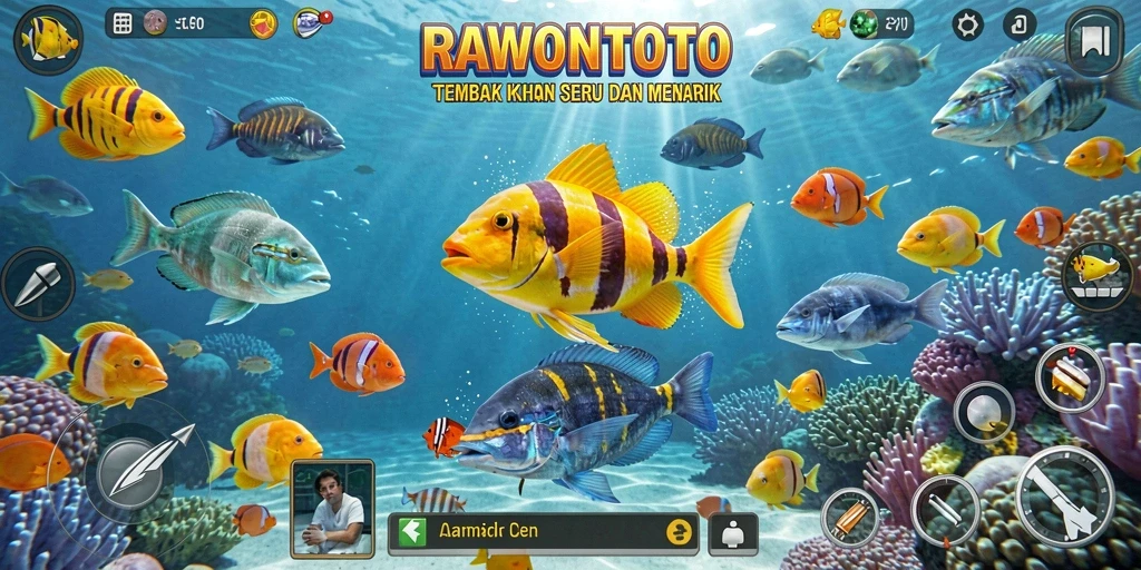 Screenshot gameplay menembak ikan di RAWONTOTO.