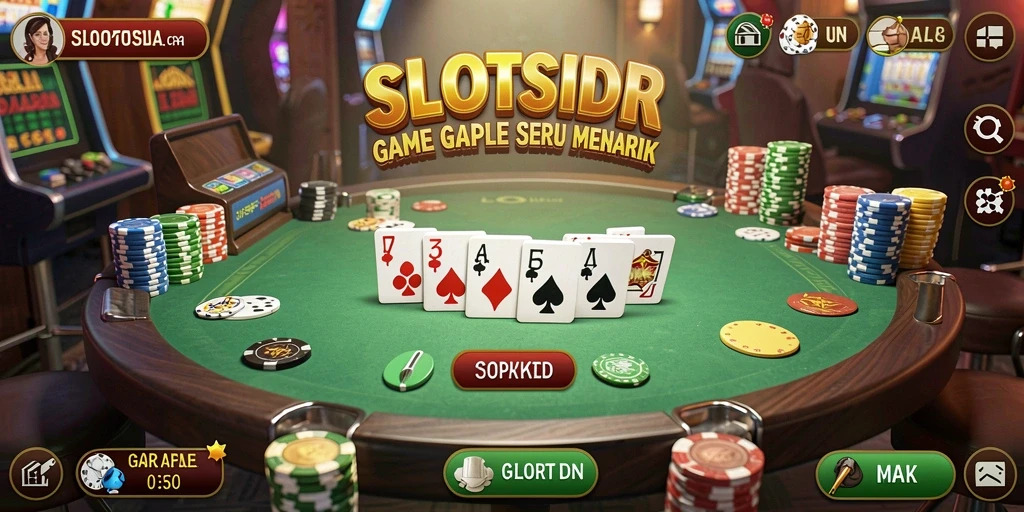 Tampilan gameplay SLOTSIDR dengan suasana permainan Gaple yang menyenangkan.