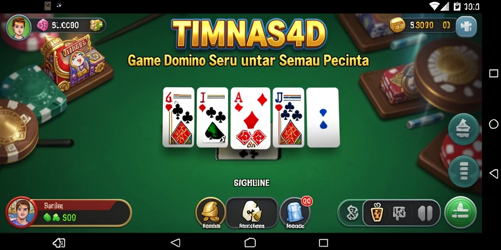Screenshot utama TIMNAS4D menampilkan aksi bermain Domino yang intens.