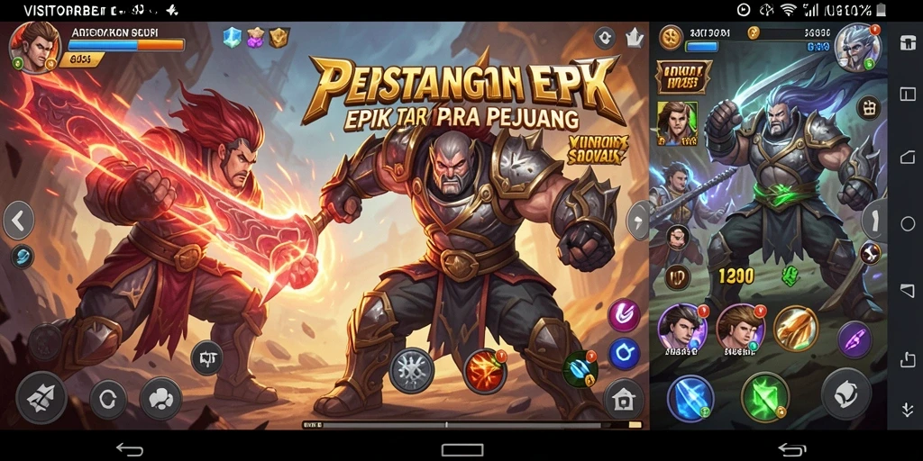 Screenshot gameplay VISITORBET menampilkan karakter bertarung dengan efek visual yang menawan.